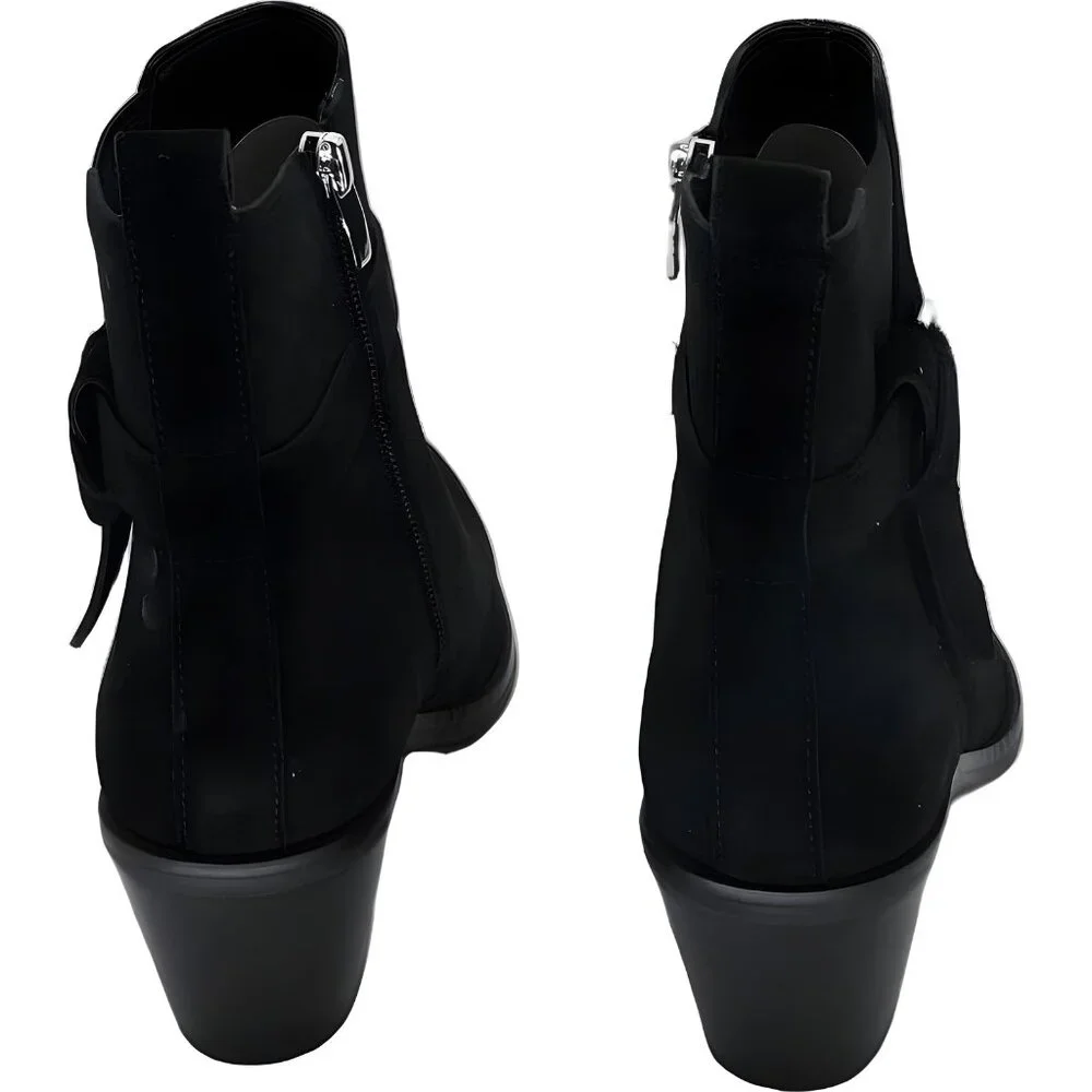 Nine West Lemone Black Suede Block Heel Ankle Booties Women's US 7M - Picture 3 of 6